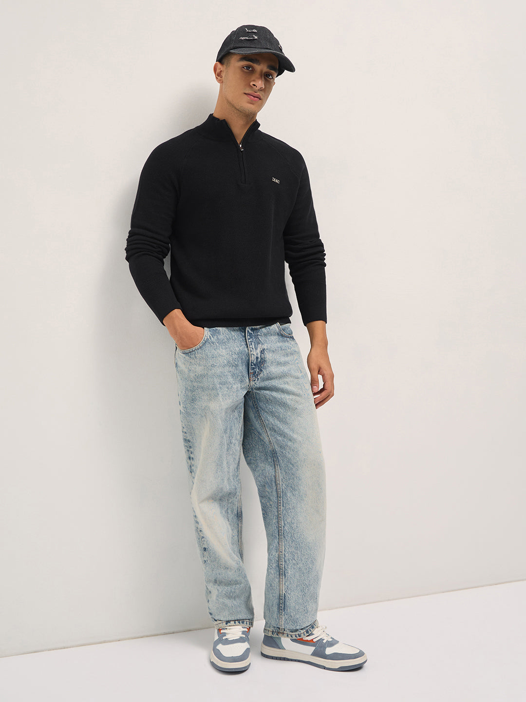Men Black Cotton Solid T-Shirt
