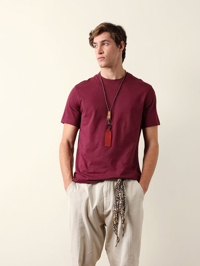 Men Pure Cotton Solid Round Neck Tshirt