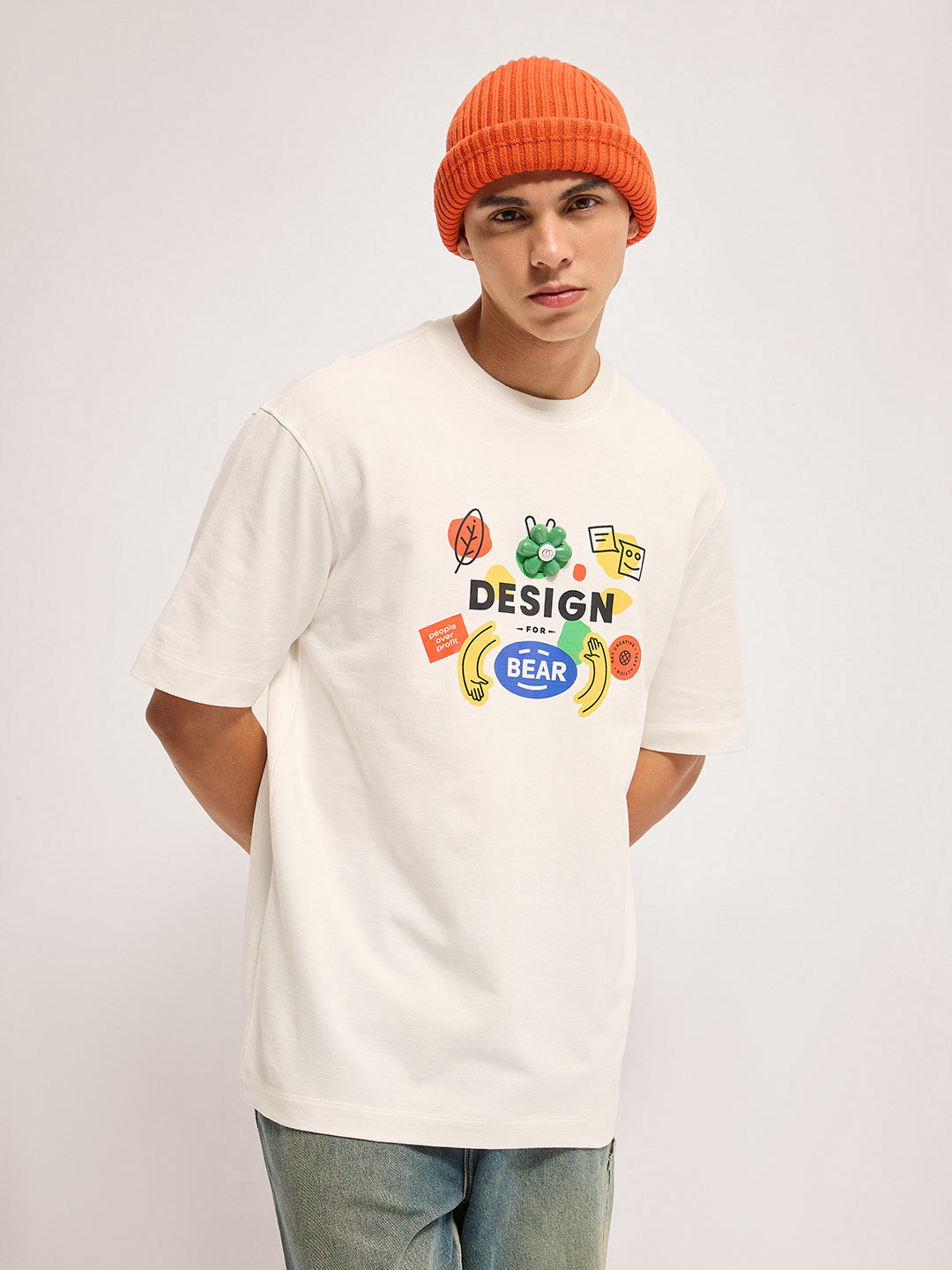 Men White Oversized Graphic T-Shirt
