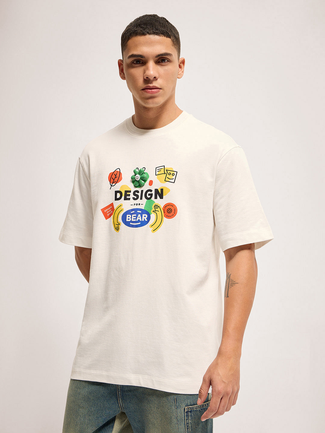 Men White Oversized Graphic T-Shirt