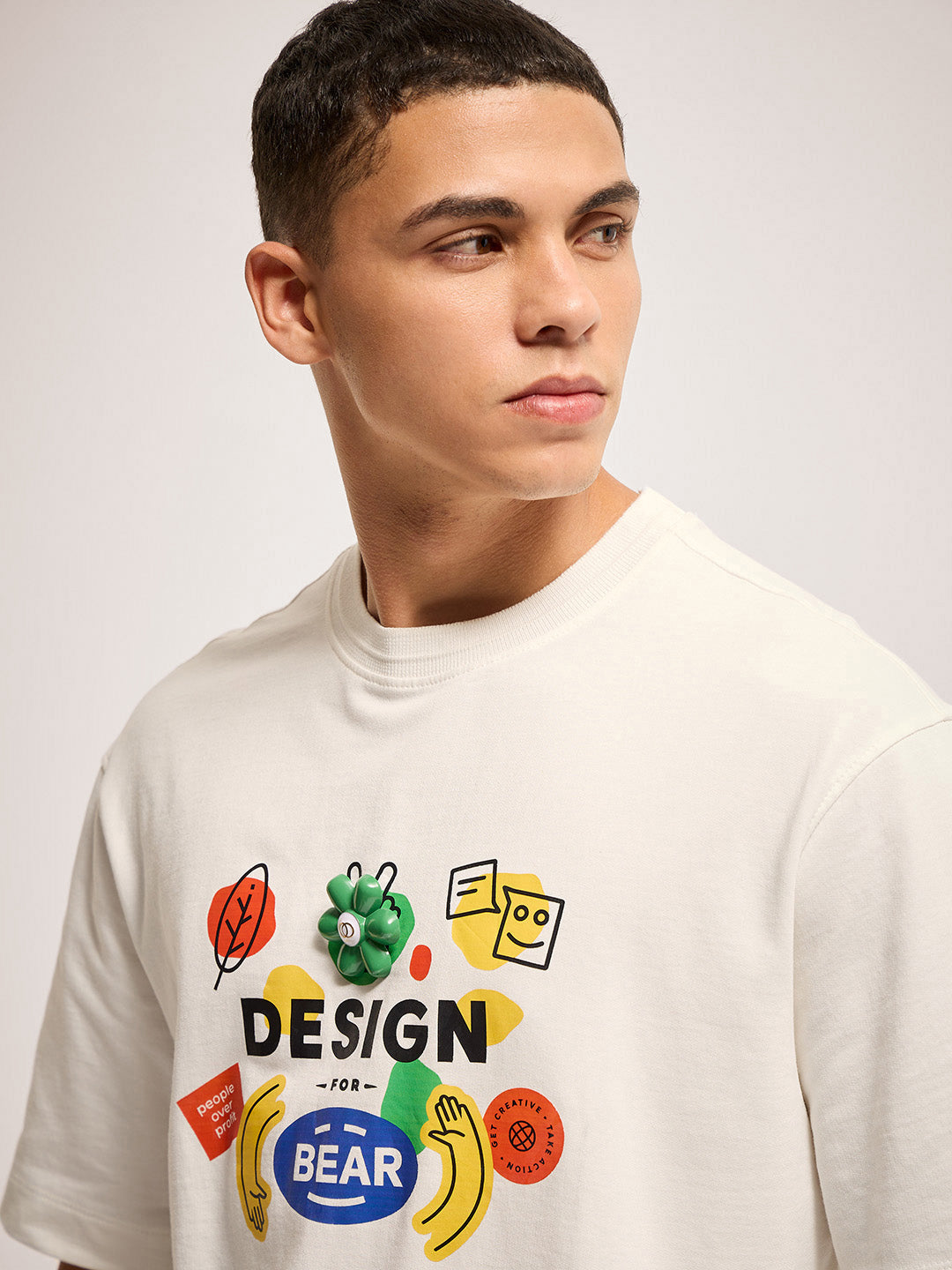 Men White Oversized Graphic T-Shirt