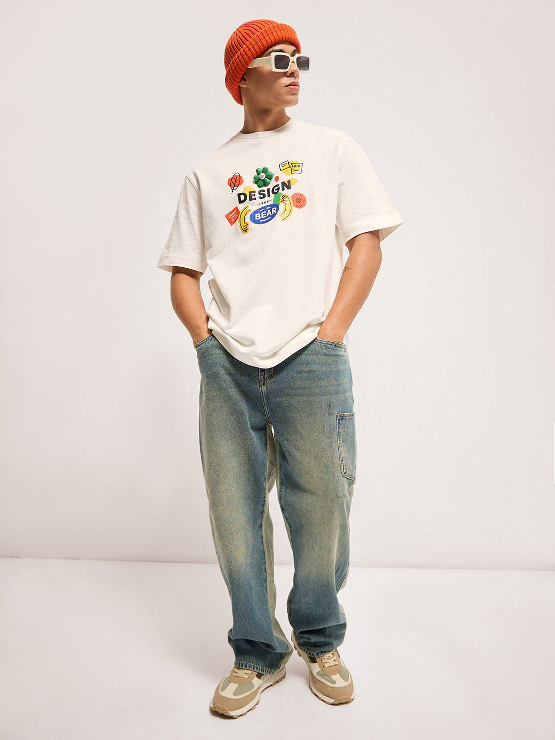 Men White Oversized Graphic T-Shirt