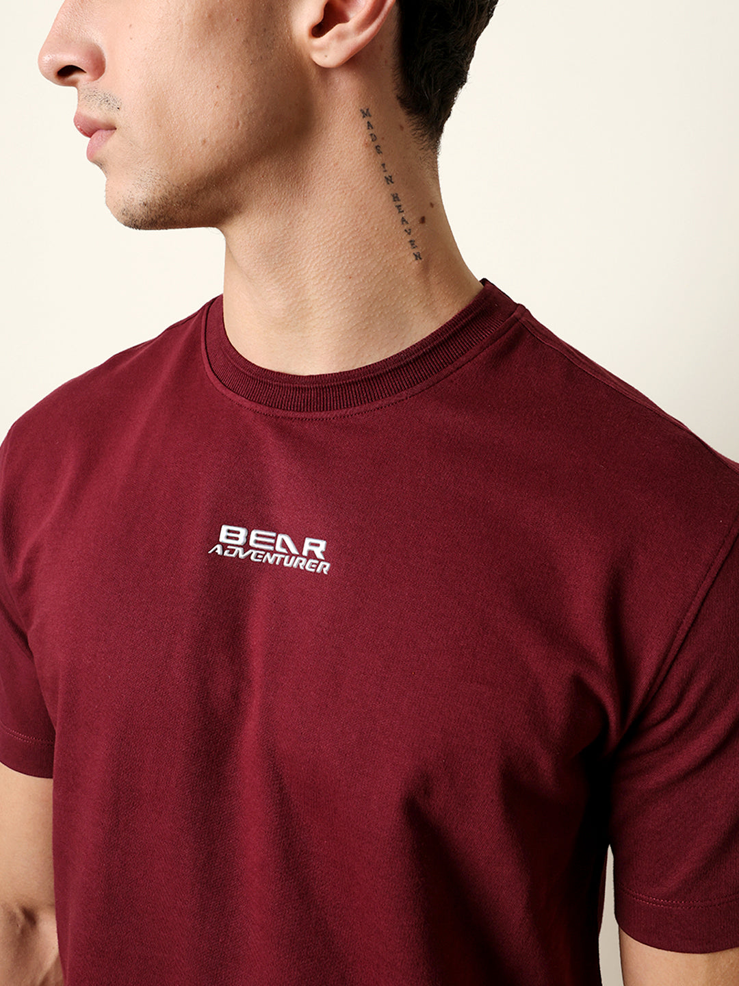Men Maroon Half Sleeve Regular T-Shirt