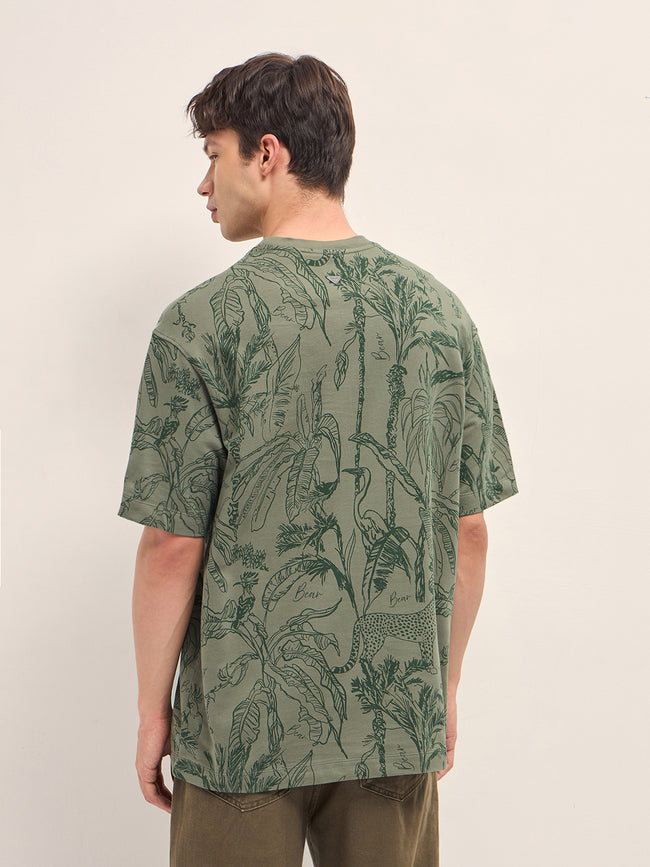 Men Cotton Crew Neck Printed Tshirt
