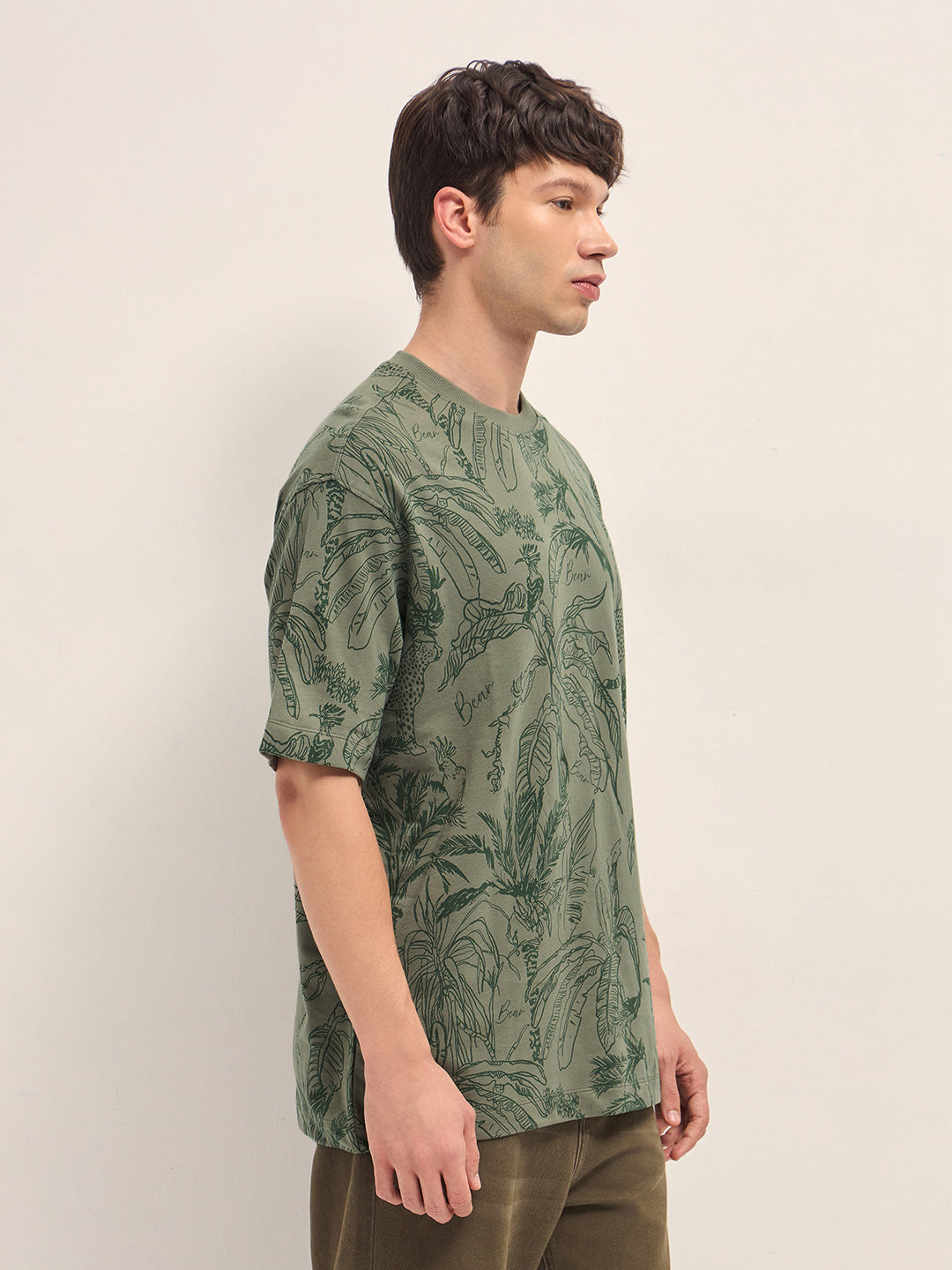 Men Cotton Crew Neck Printed Tshirt