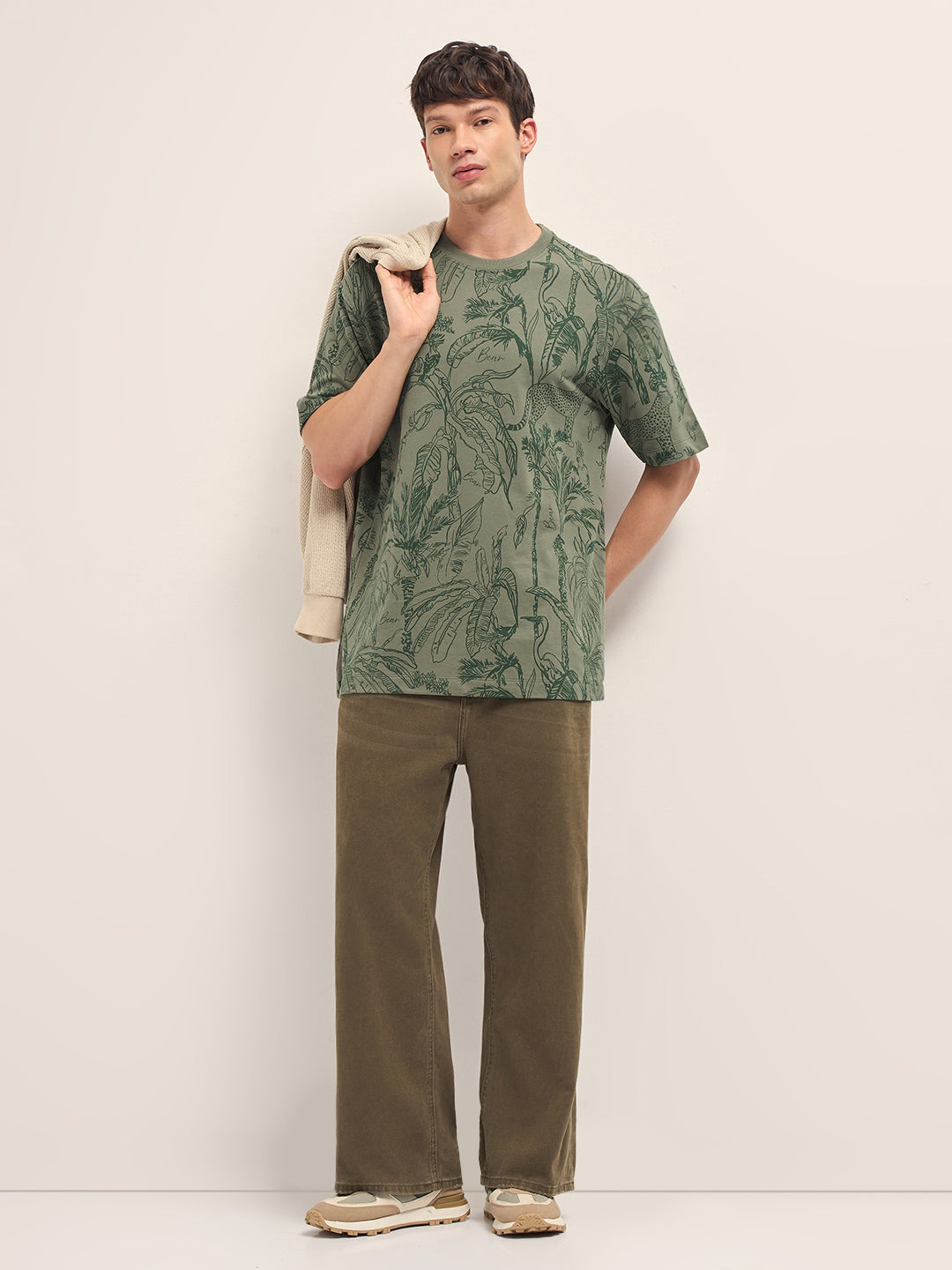 Men Cotton Crew Neck Printed Tshirt