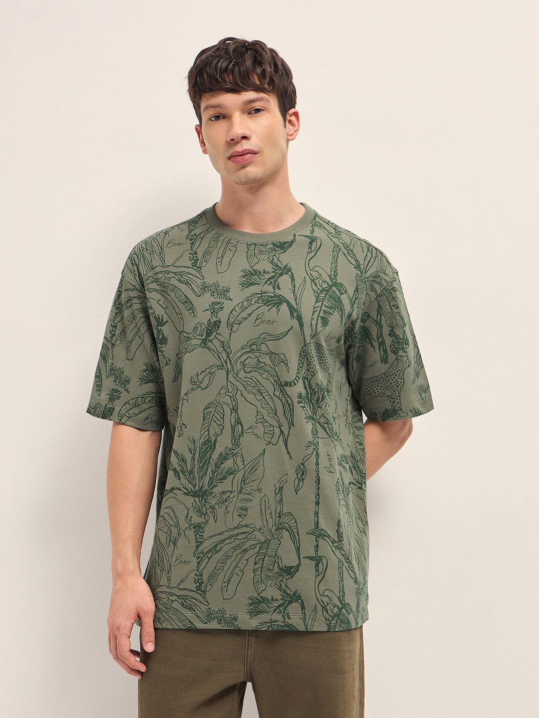 Men Cotton Crew Neck Printed Tshirt