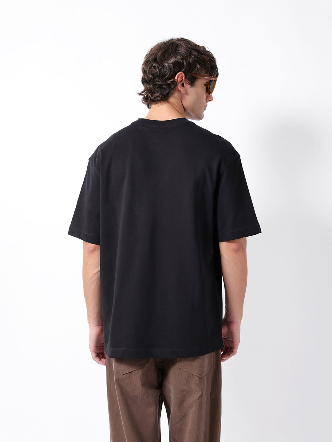 Men Black Cotton Printed Polo T-Shirt