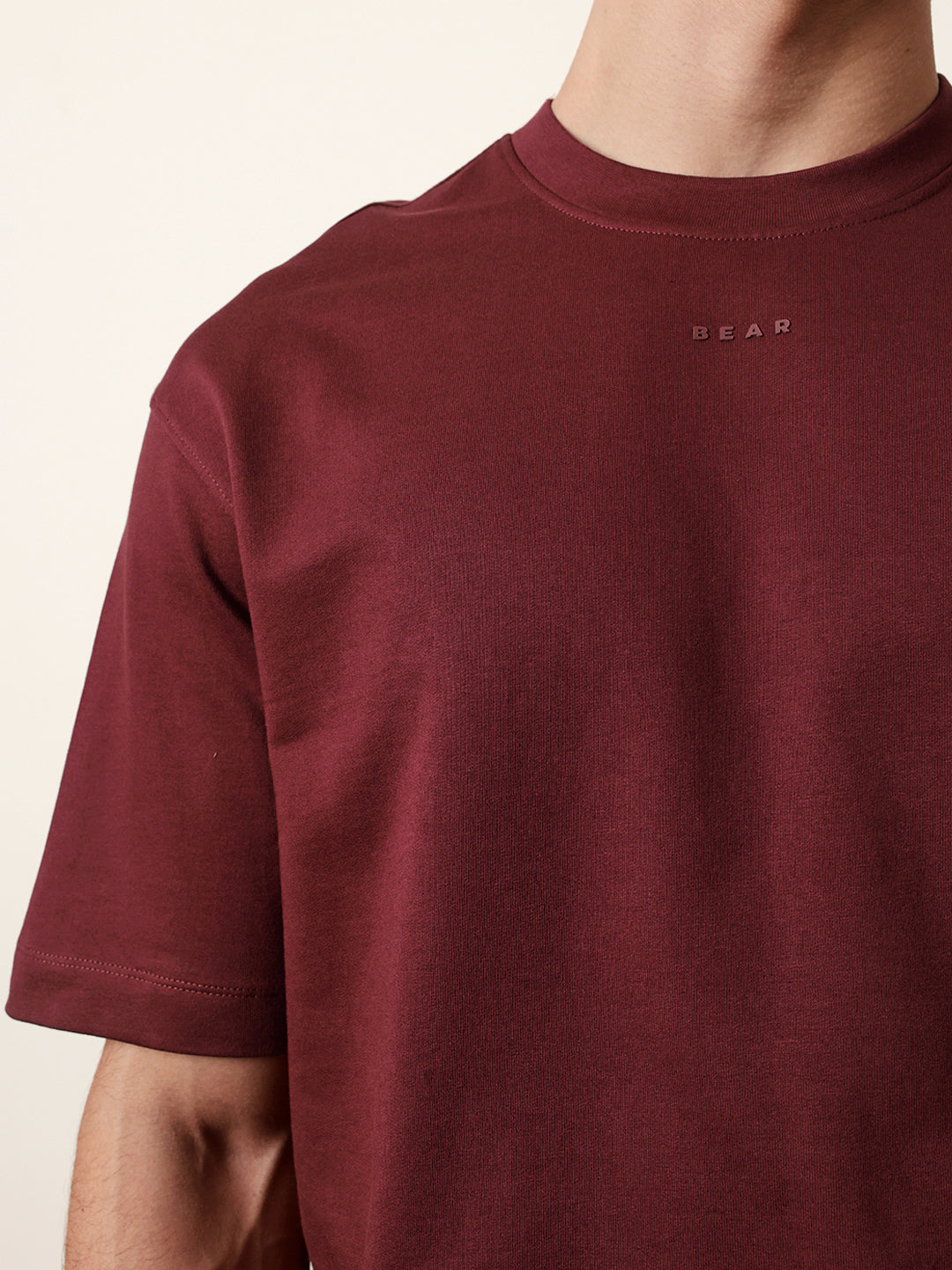 Men Maroon Half Sleeve Oversize T-Shirt