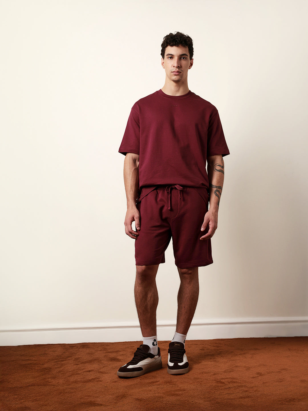 Men Maroon Half Sleeve Oversize T-Shirt