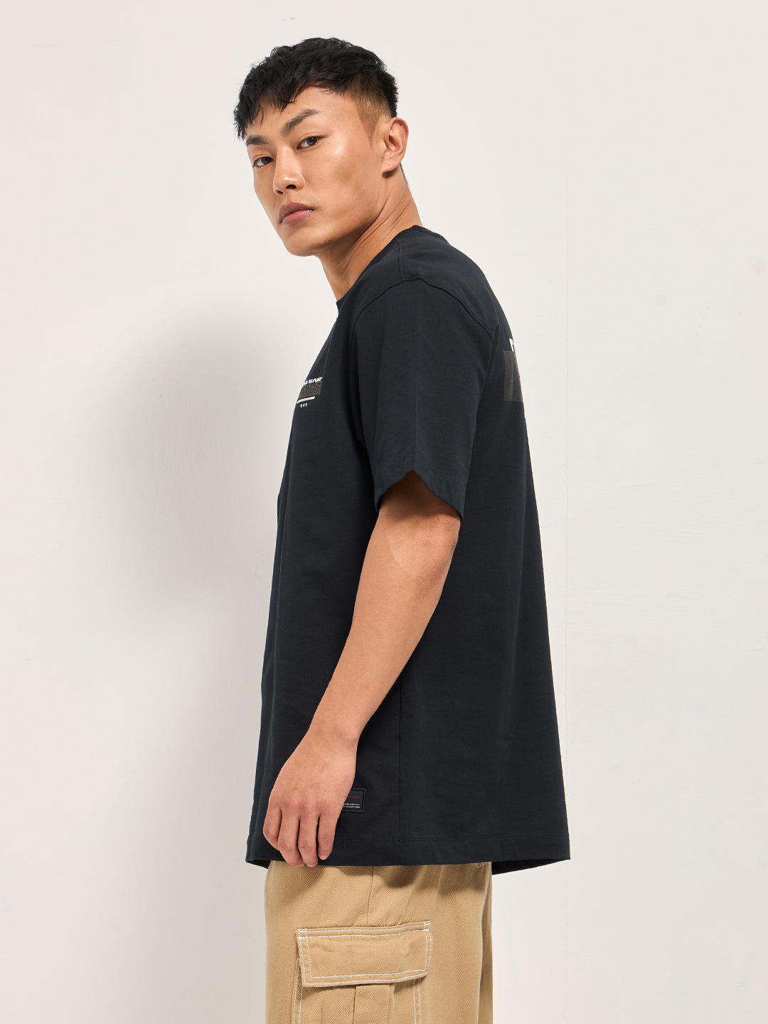 Men Black Oversized Graphic T-Shirt