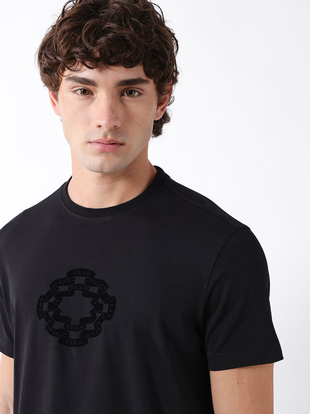 Men Black Graphic Cotton T-Shirt
