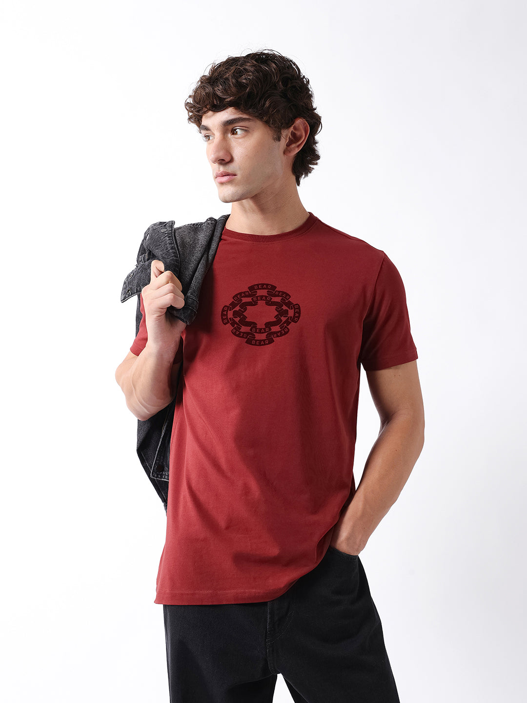 Men Rust Graphic Cotton T-Shirt