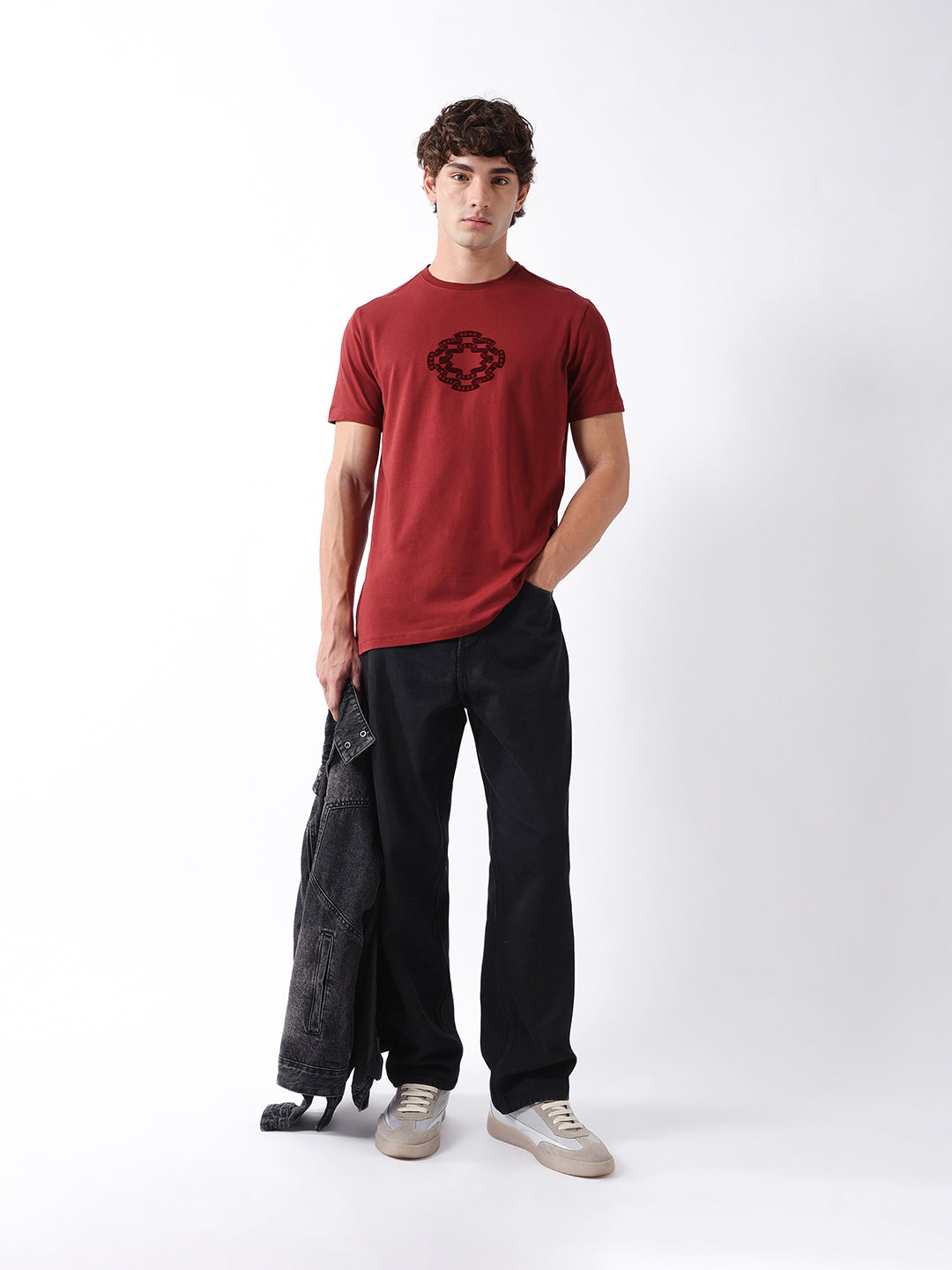 Men Rust Graphic Cotton T-Shirt