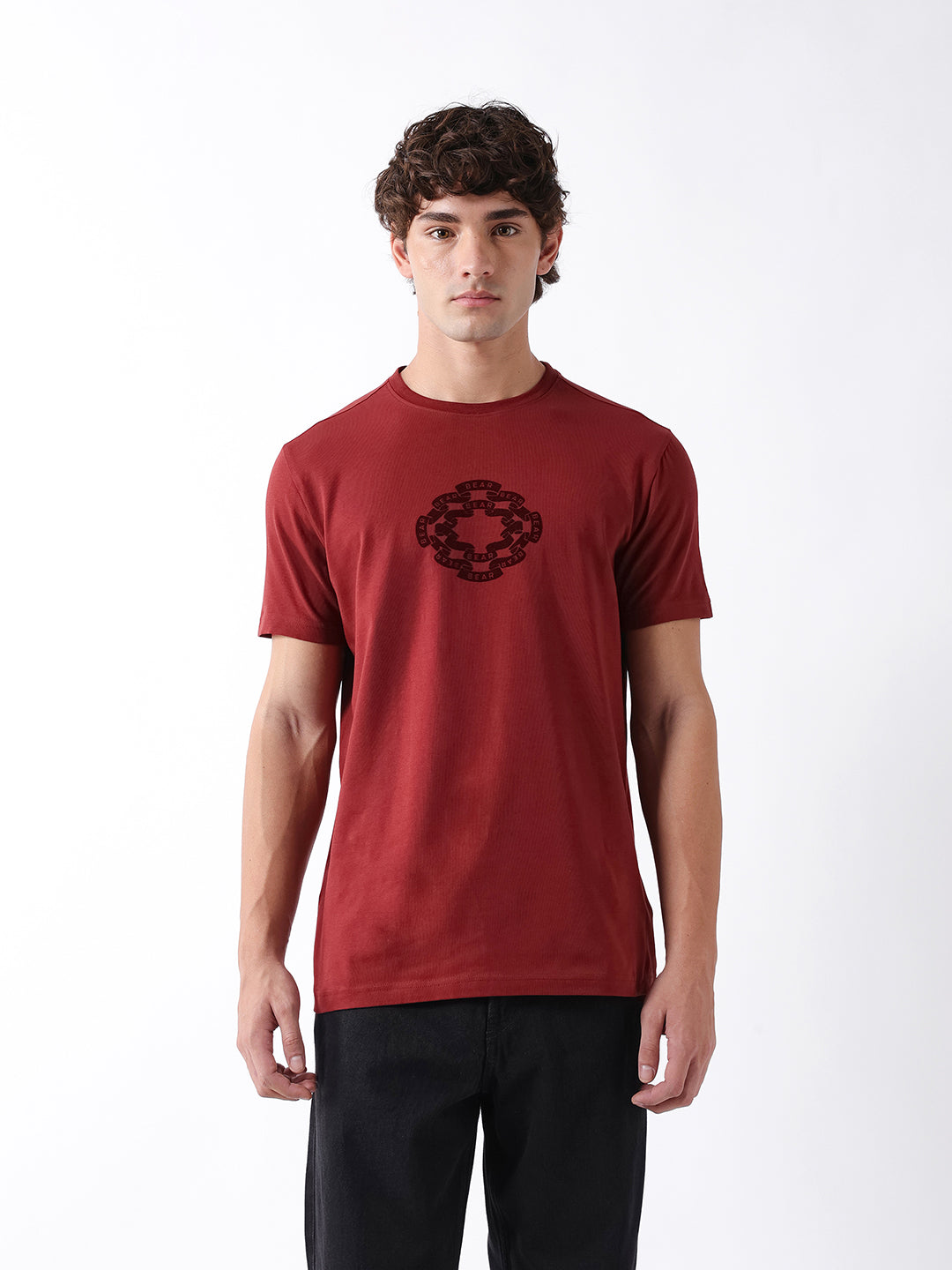 Men Rust Graphic Cotton T-Shirt