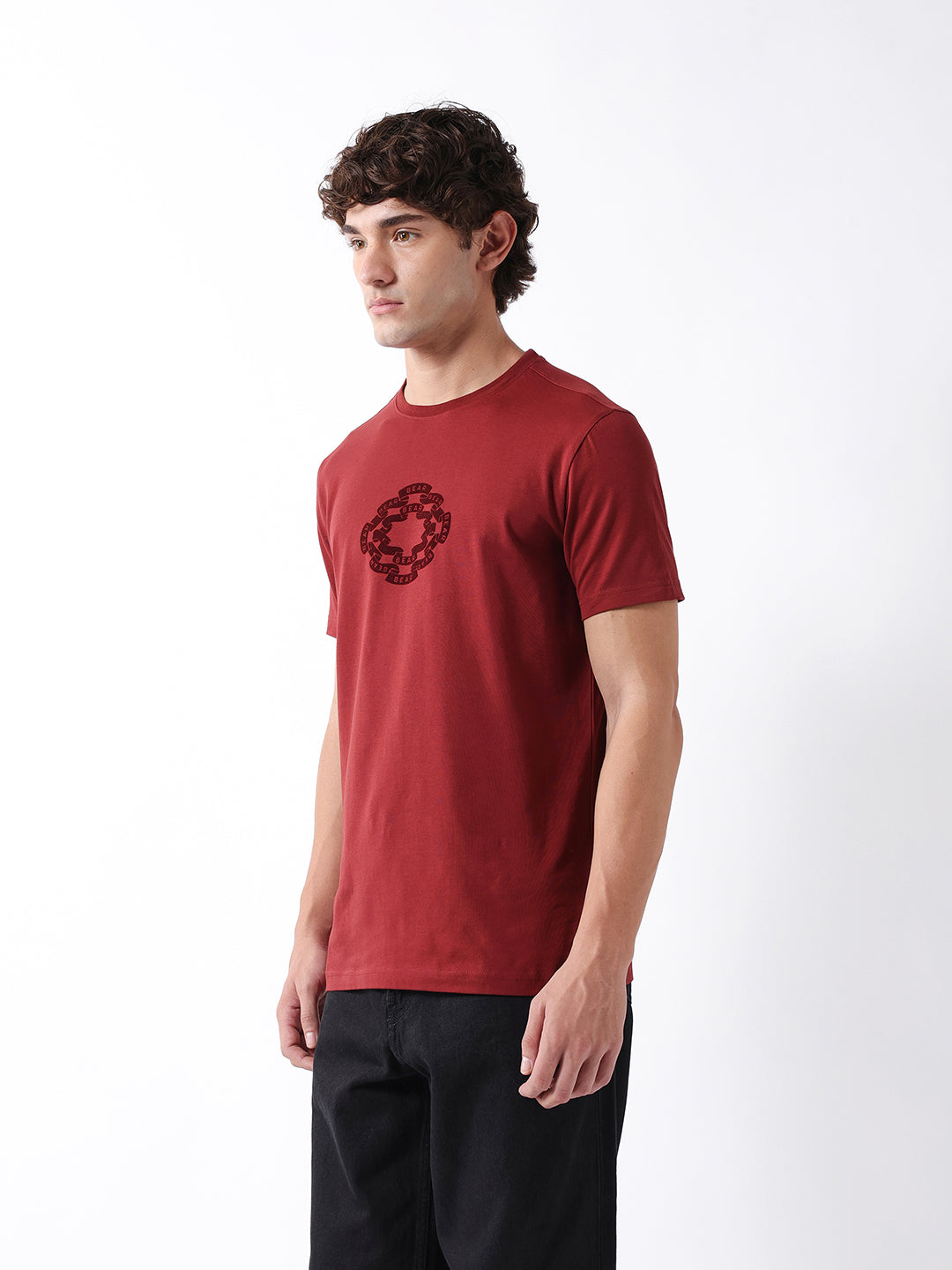 Men Rust Graphic Cotton T-Shirt