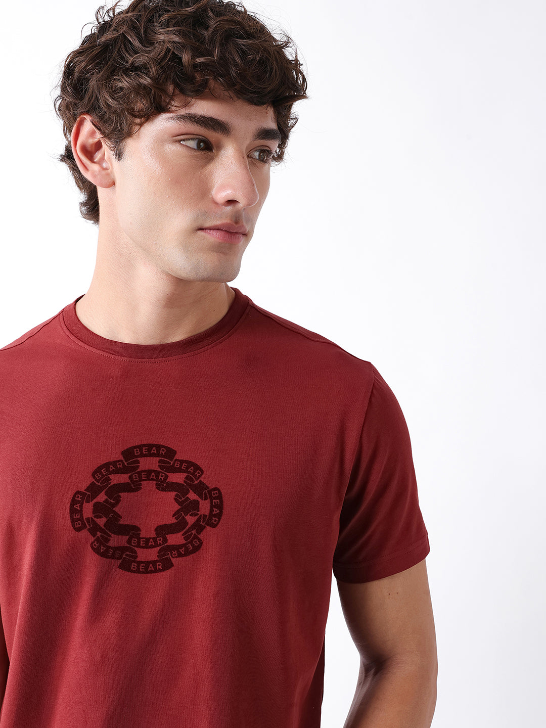 Men Rust Graphic Cotton T-Shirt