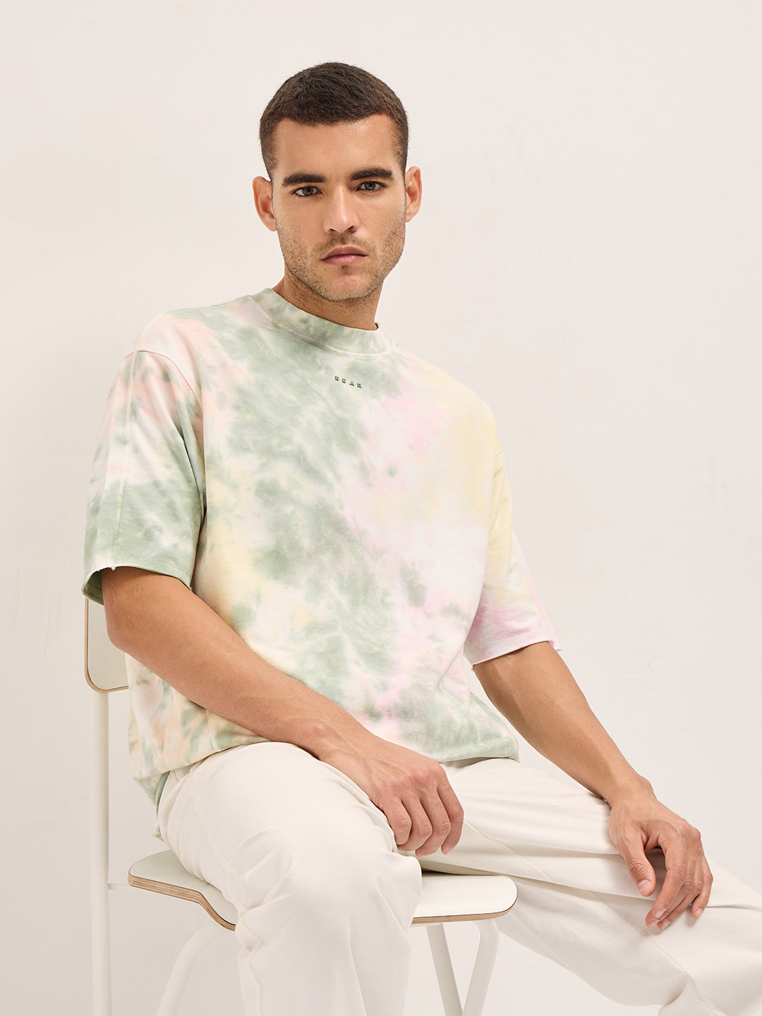 Men Multi-Color Tie-Dye Oversize Crew Neck T-shirt