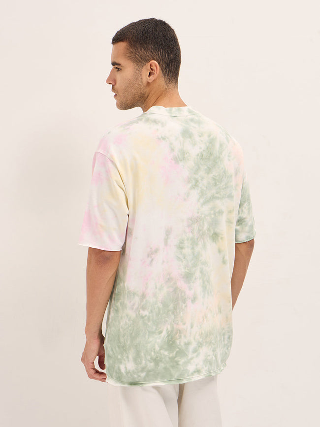 Men Multi-Color Tie-Dye Oversize Crew Neck T-shirt