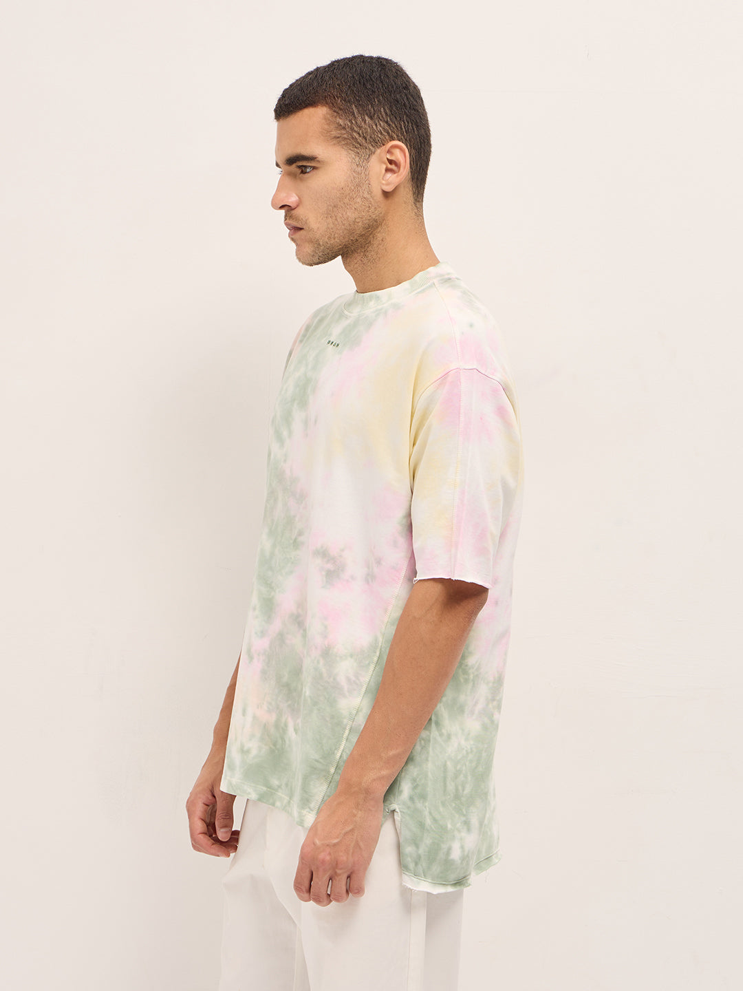 Men Multi-Color Tie-Dye Oversize Crew Neck T-shirt