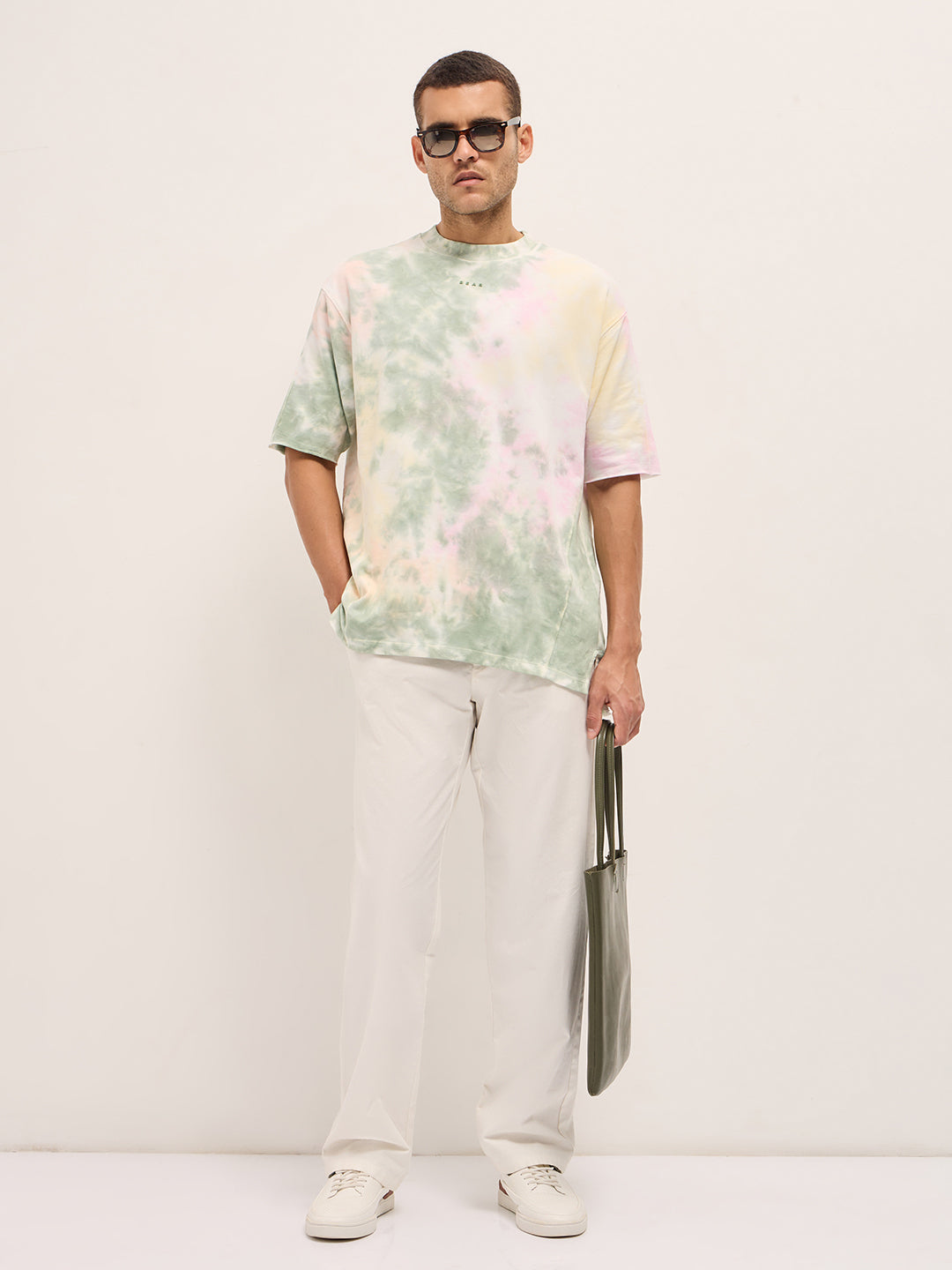Men Multi-Color Tie-Dye Oversize Crew Neck T-shirt