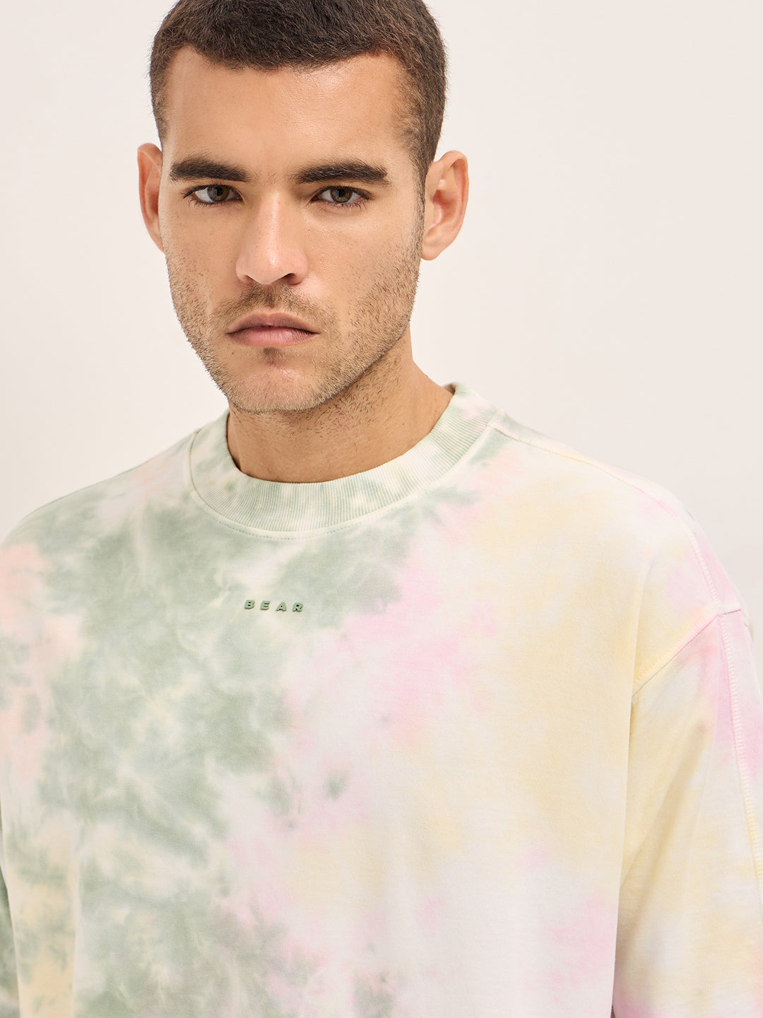 Men Multi-Color Tie-Dye Oversize Crew Neck T-shirt