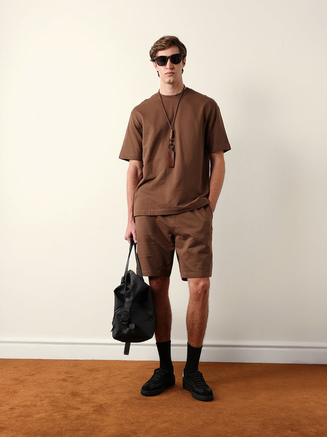 Men Pure Cotton Solid Round Neck Tshirt