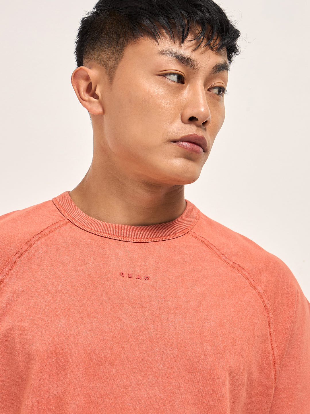 Men Orange Acid Wash Oversized T-Shirt