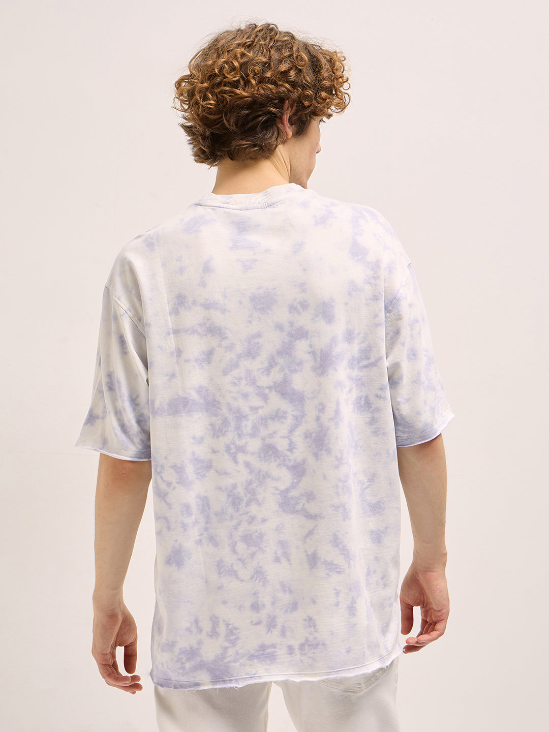 Men Light Lavender Tie-Dye Oversize Crew Neck T-shirt