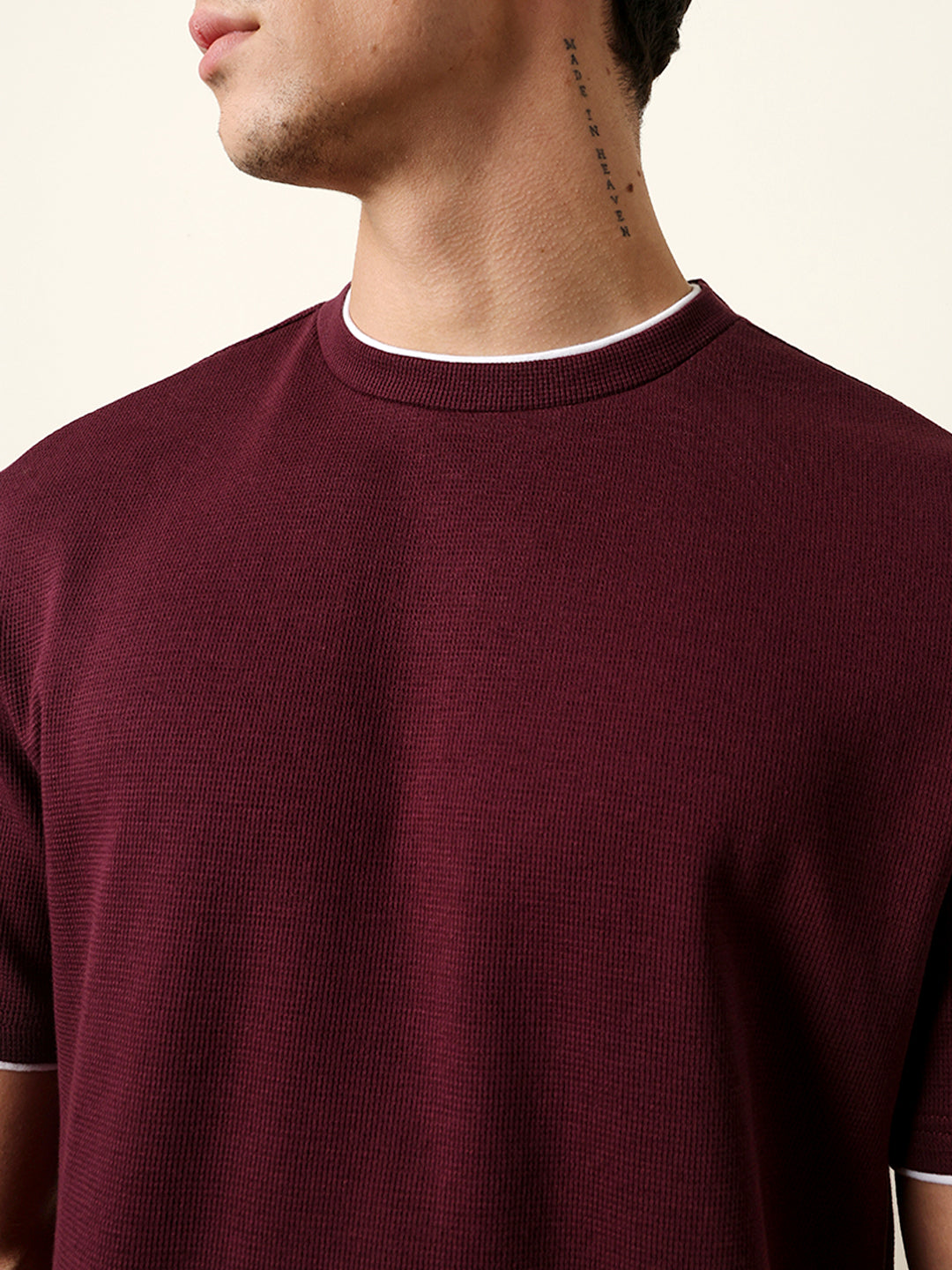 Men Maroon Half Sleeve Regular T-Shirt