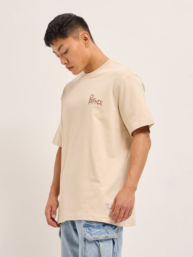 Men Beige Oversized T-Shirt