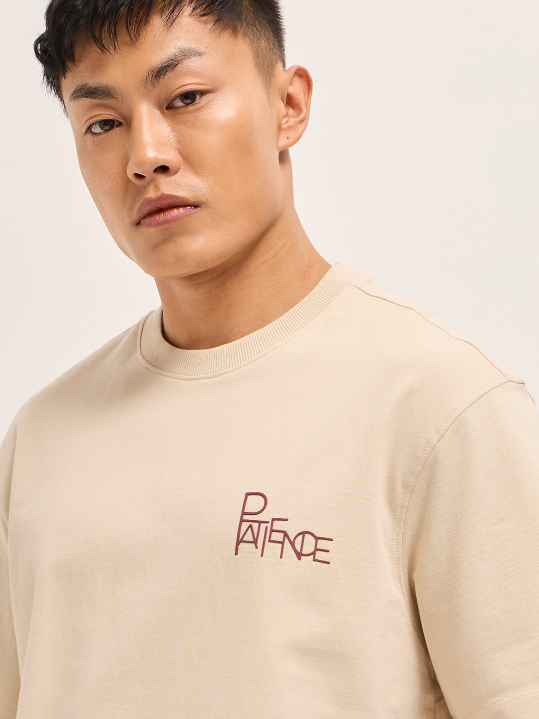 Men Beige Oversized T-Shirt