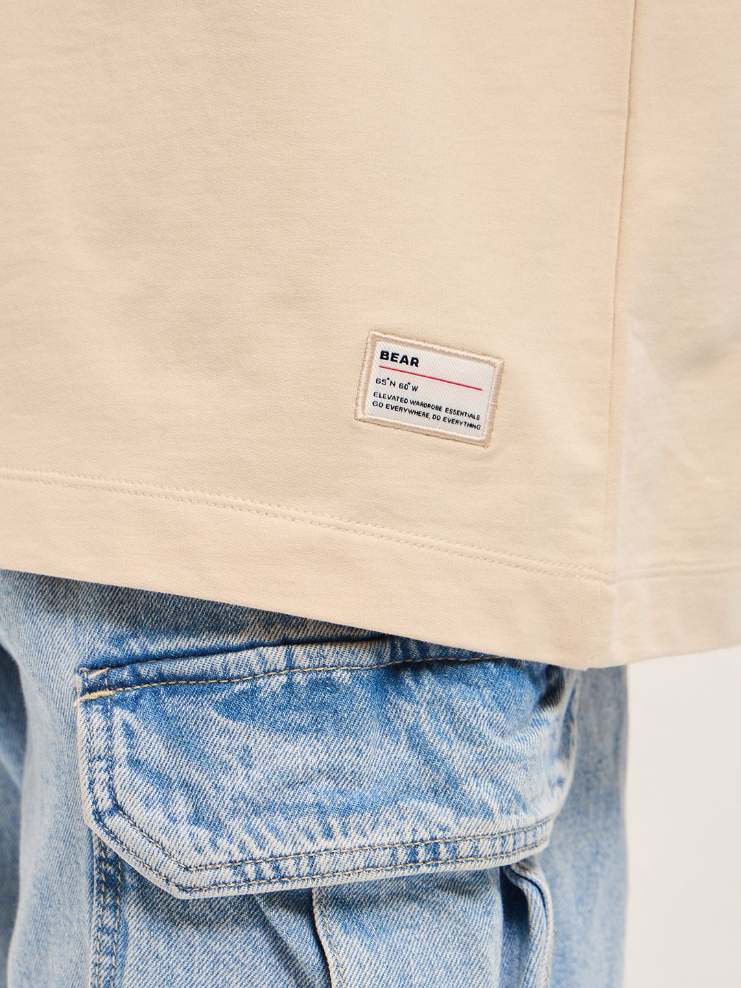 Men Beige Oversized T-Shirt