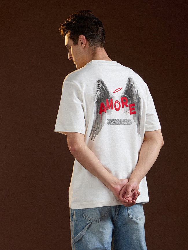 Men White Oversized Crew Neck T-Shirt