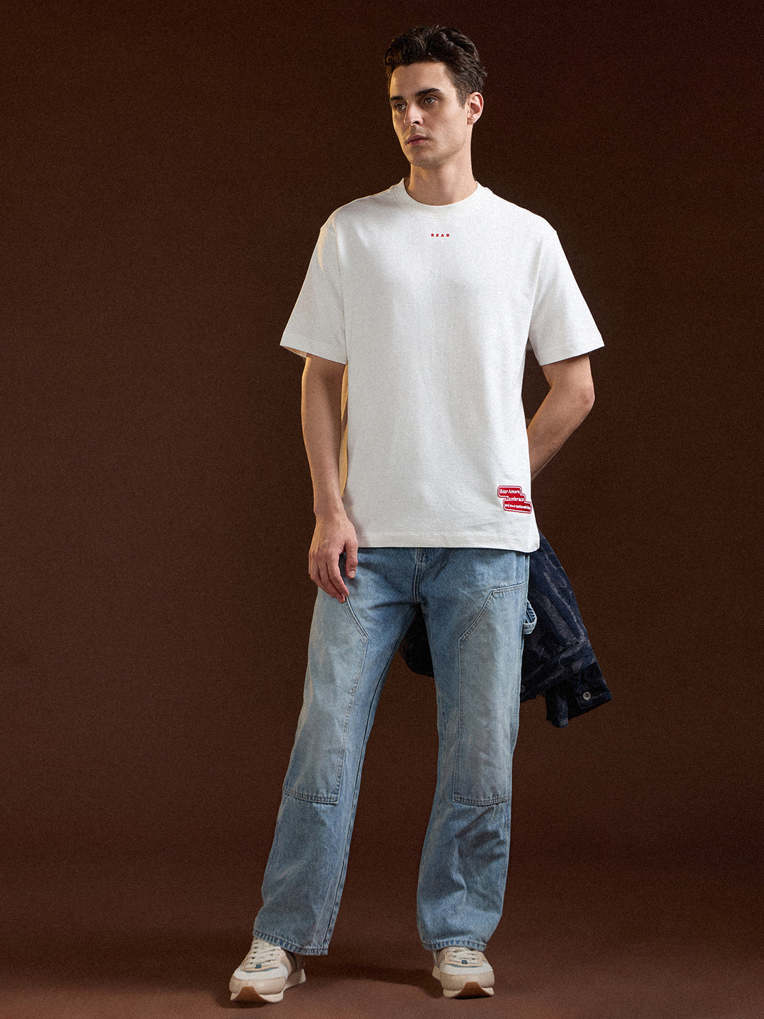 Men White Oversized Crew Neck T-Shirt