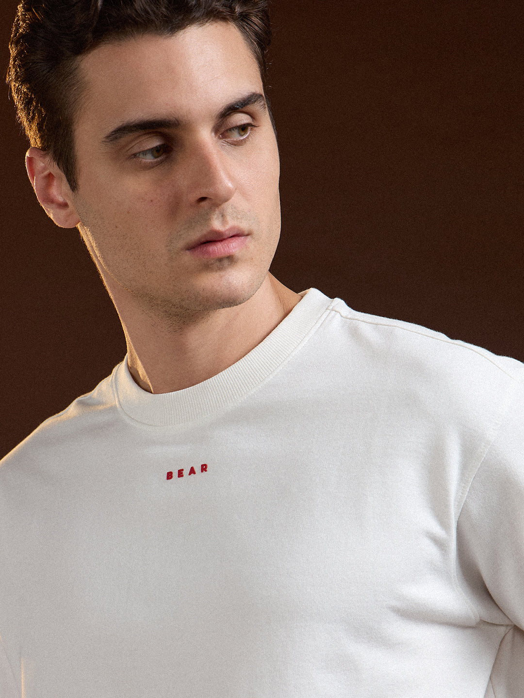 Men White Oversized Crew Neck T-Shirt