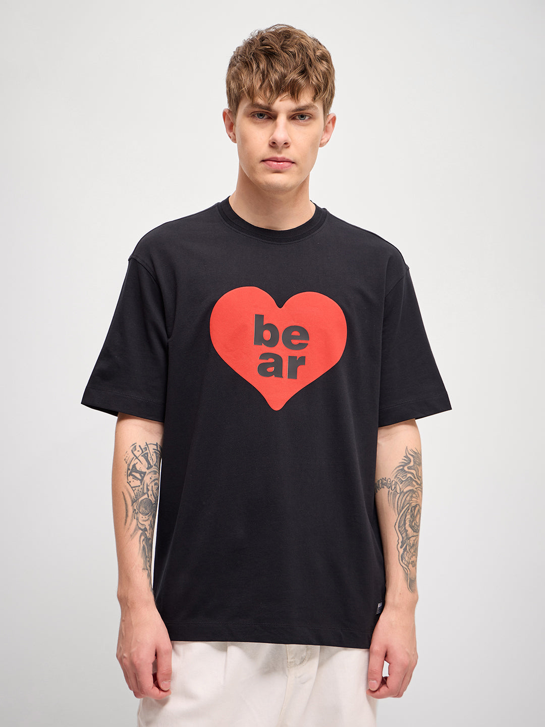 Men Black digital print Crew Neck T-Shirt