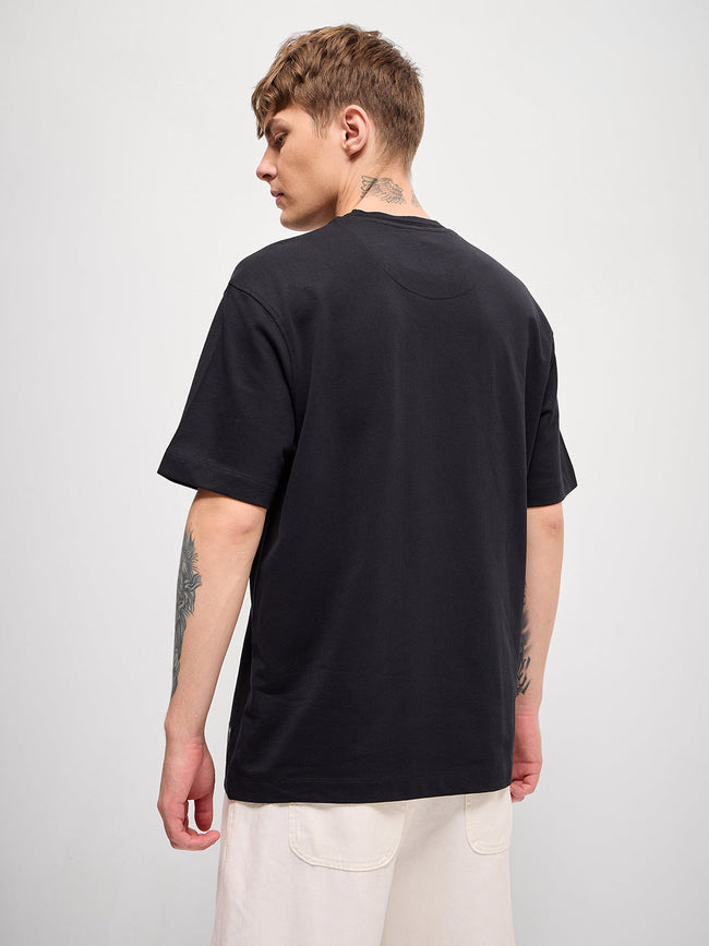 Men Black digital print Crew Neck T-Shirt