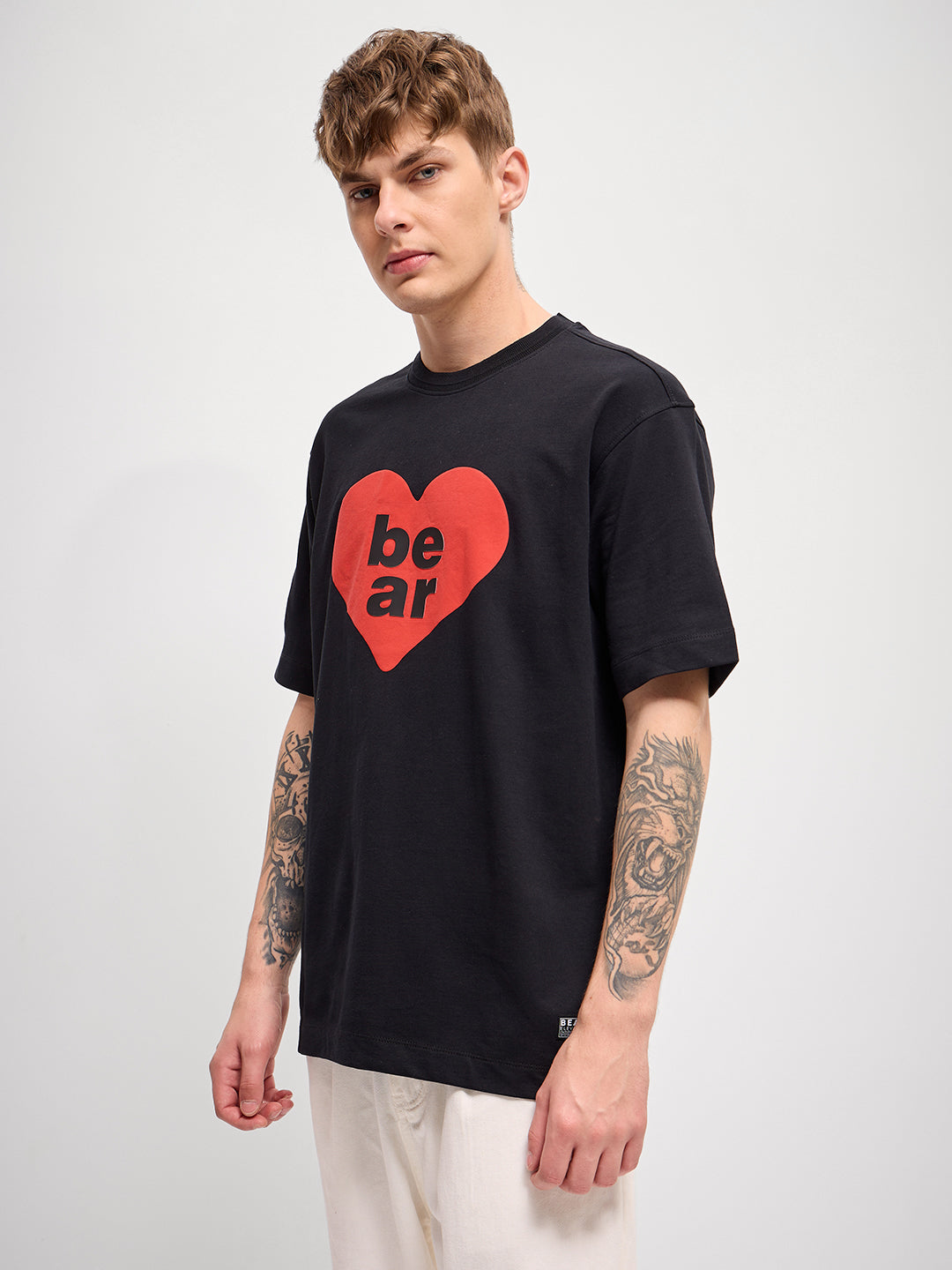 Men Black digital print Crew Neck T-Shirt