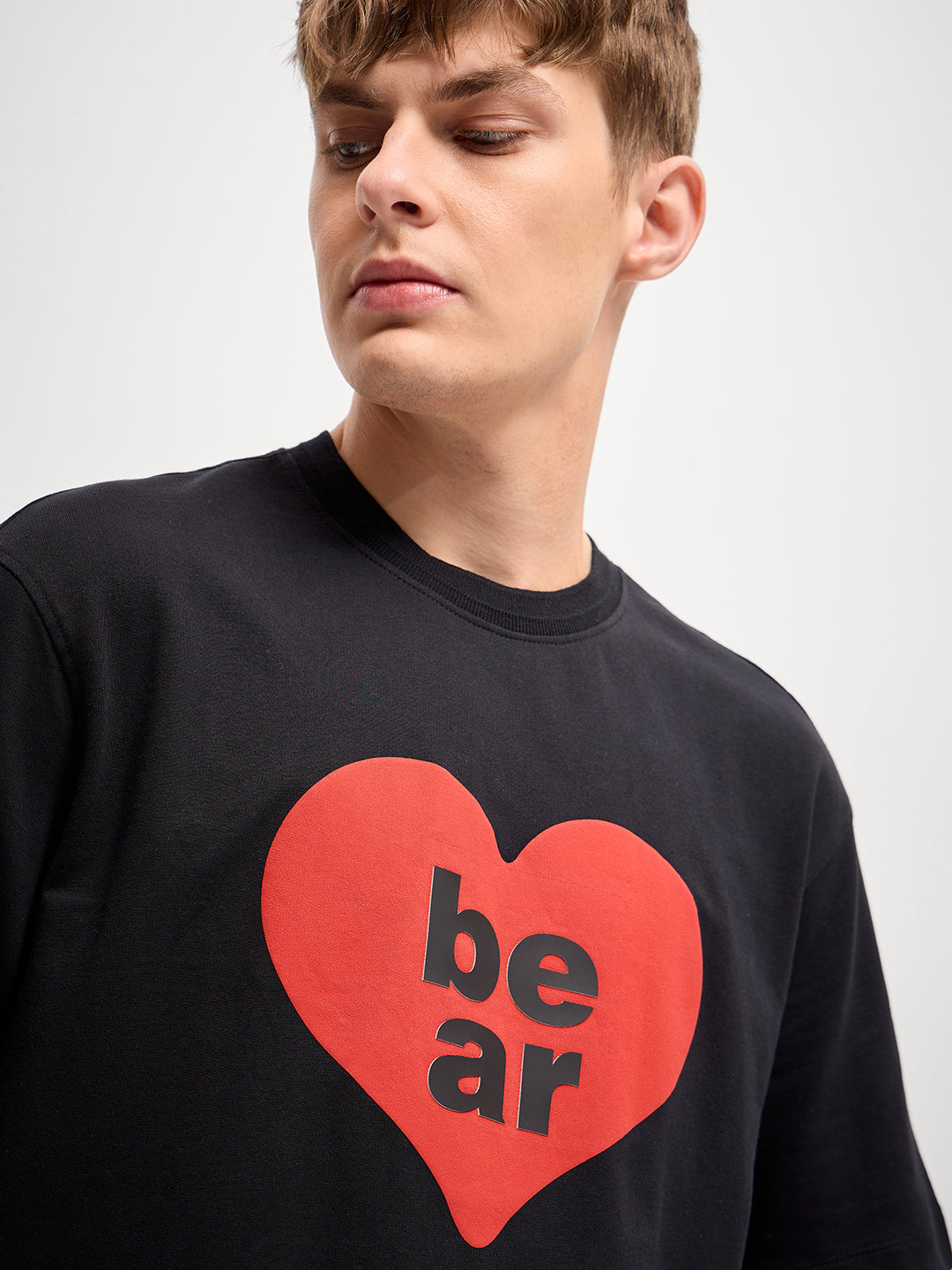 Men Black digital print Crew Neck T-Shirt