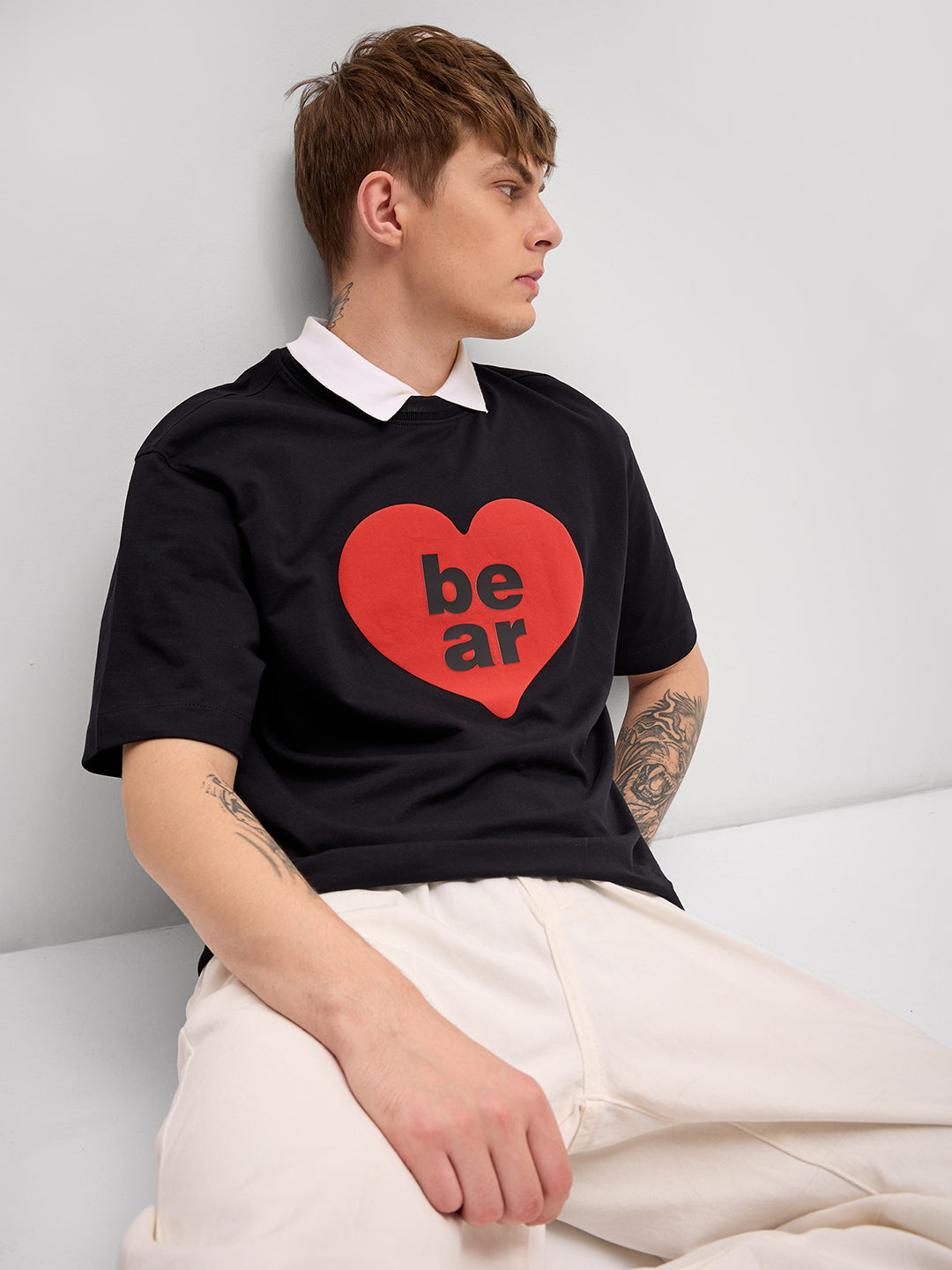 Men Black digital print Crew Neck T-Shirt