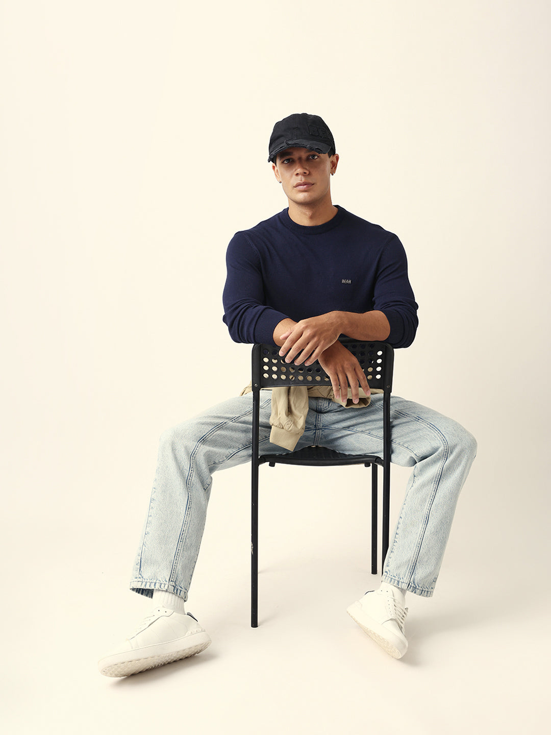 Men Blue Viscose Rayon Solid T-Shirt