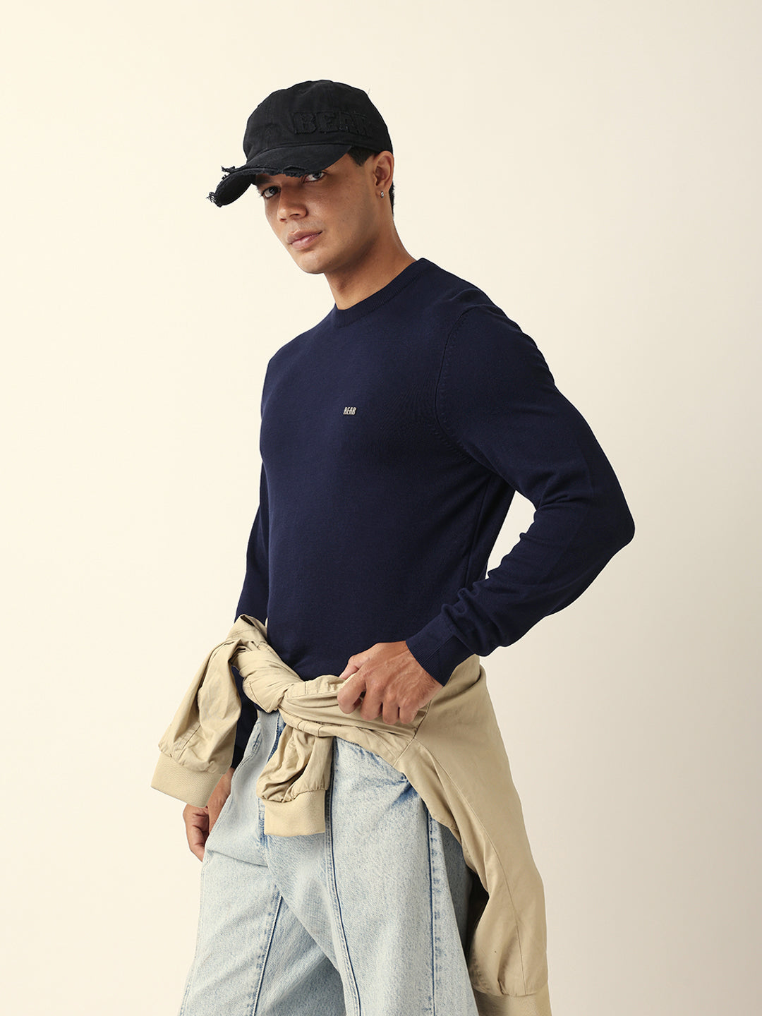 Men Blue Viscose Rayon Solid T-Shirt