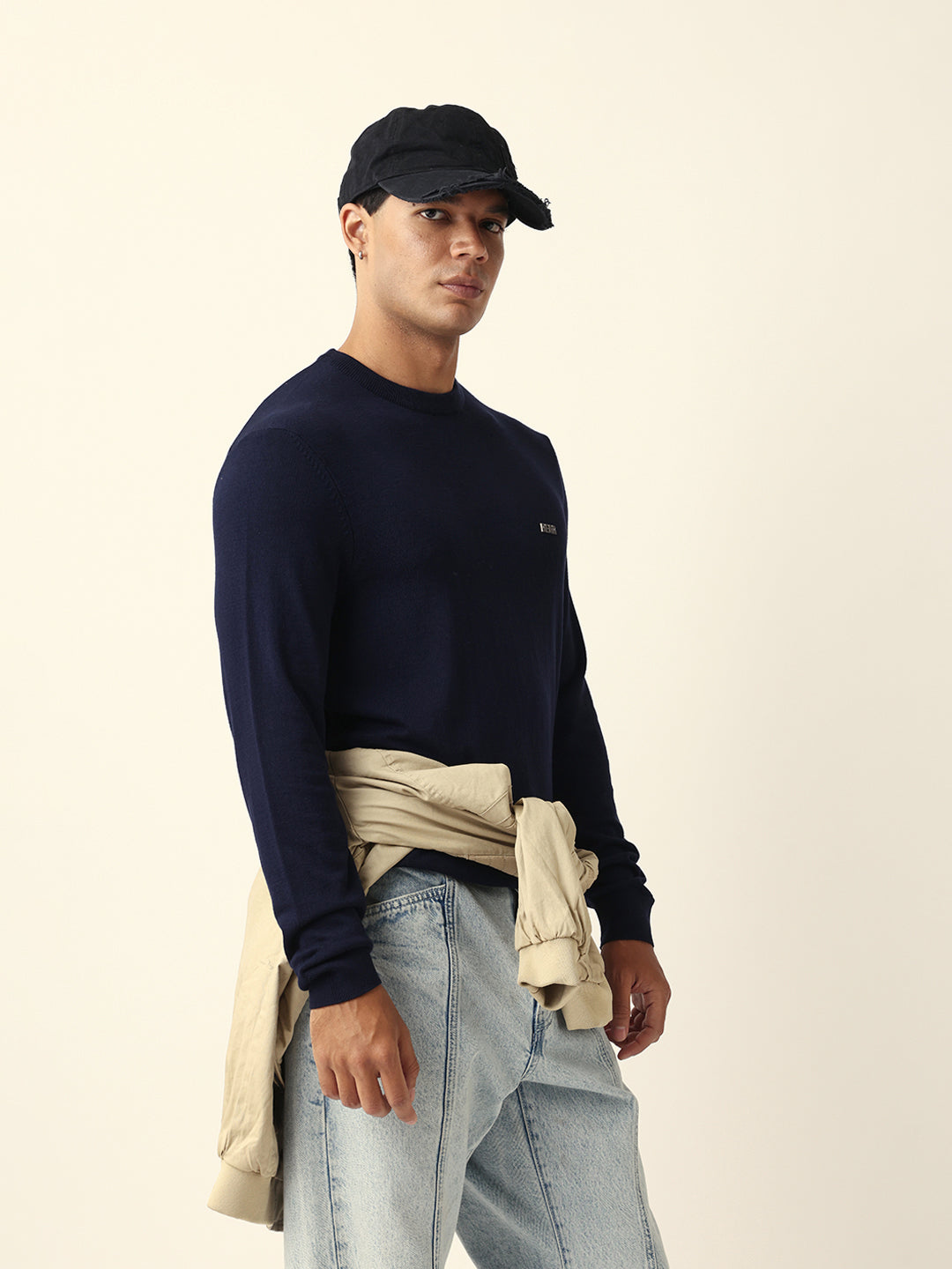 Men Blue Viscose Rayon Solid T-Shirt