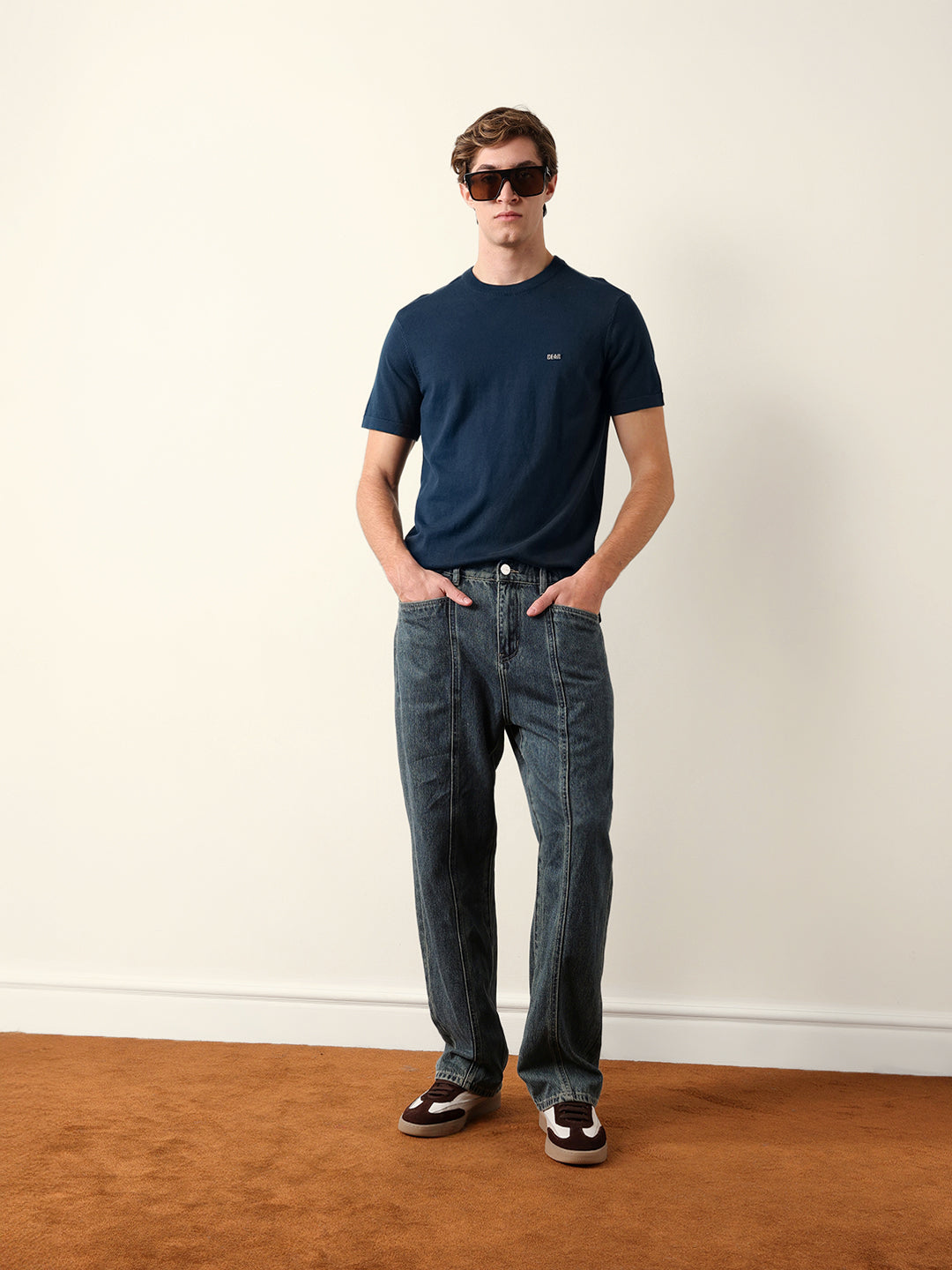 Men Pure Cotton Solid Round Neck Tshirt