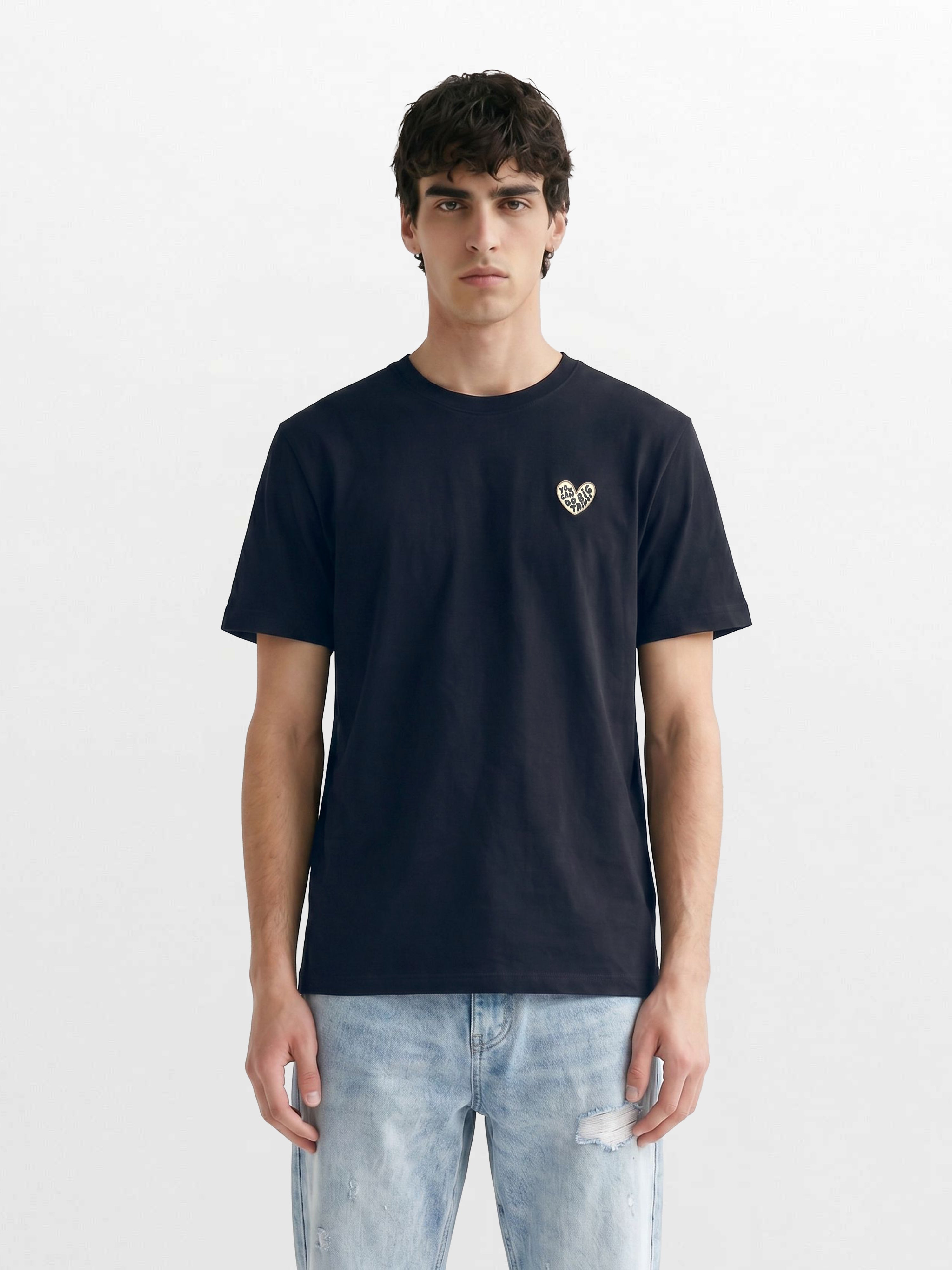 Men Black  Cotton T-Shirt