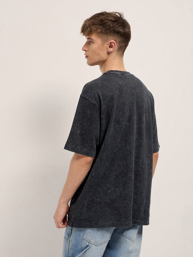 Men Black Graphic Print Oversized T-Shirt