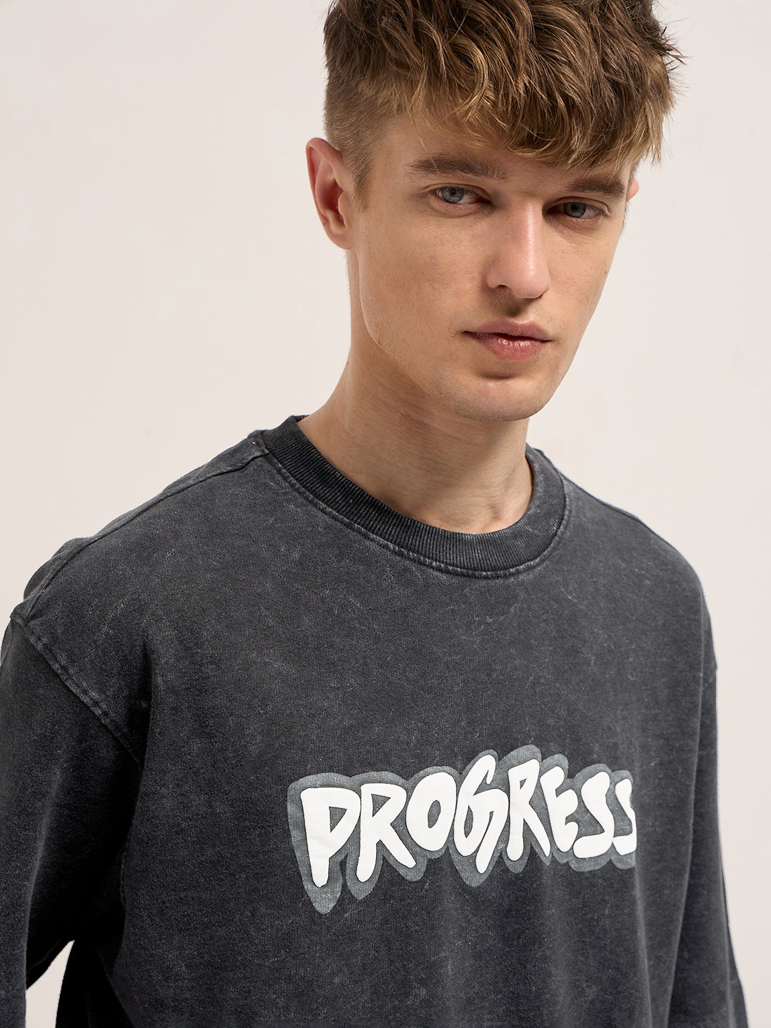 Men Black Graphic Print Oversized T-Shirt