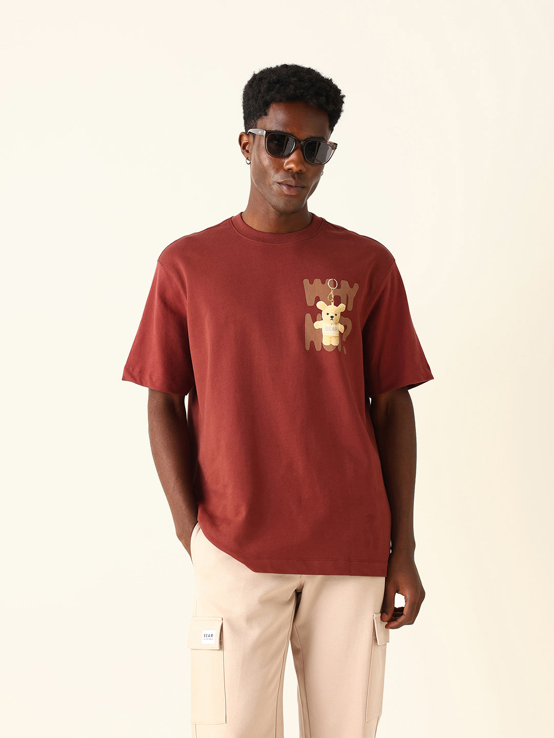 Men Brown Graphic Cotton T-Shirt
