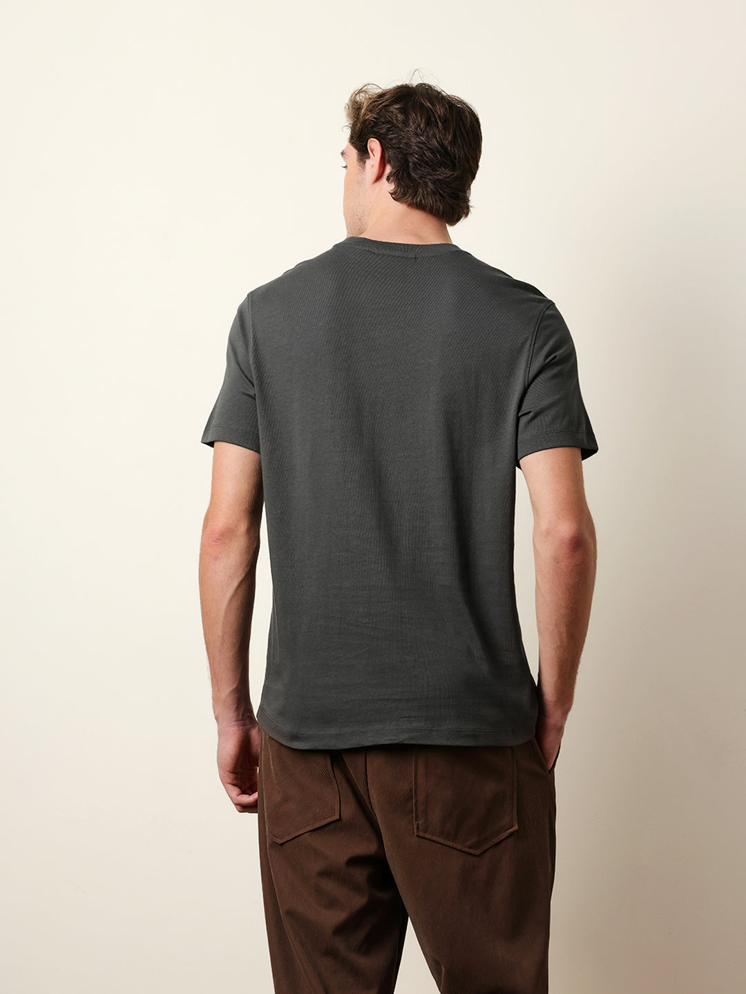 Men Grey Half Sleeve Regular T-Shirt